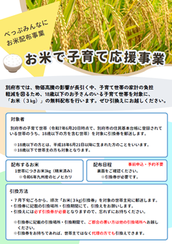 お米で子育て応援事業チラシの画像